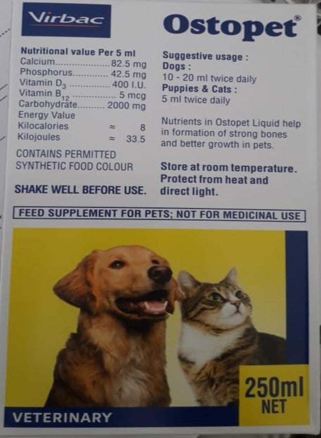 Virbac, Ostopet 250ml - Liquid Supplement aiding Bone Health and Growth for Pets- Pack of 2 - Image 3